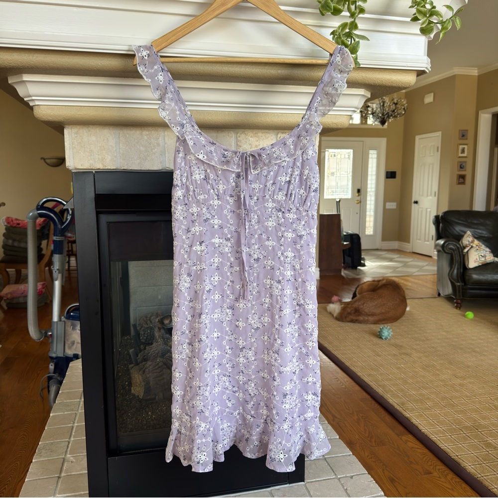 Lavender Lace Eyelet Babydoll Spring Summer Dress‎ Small New